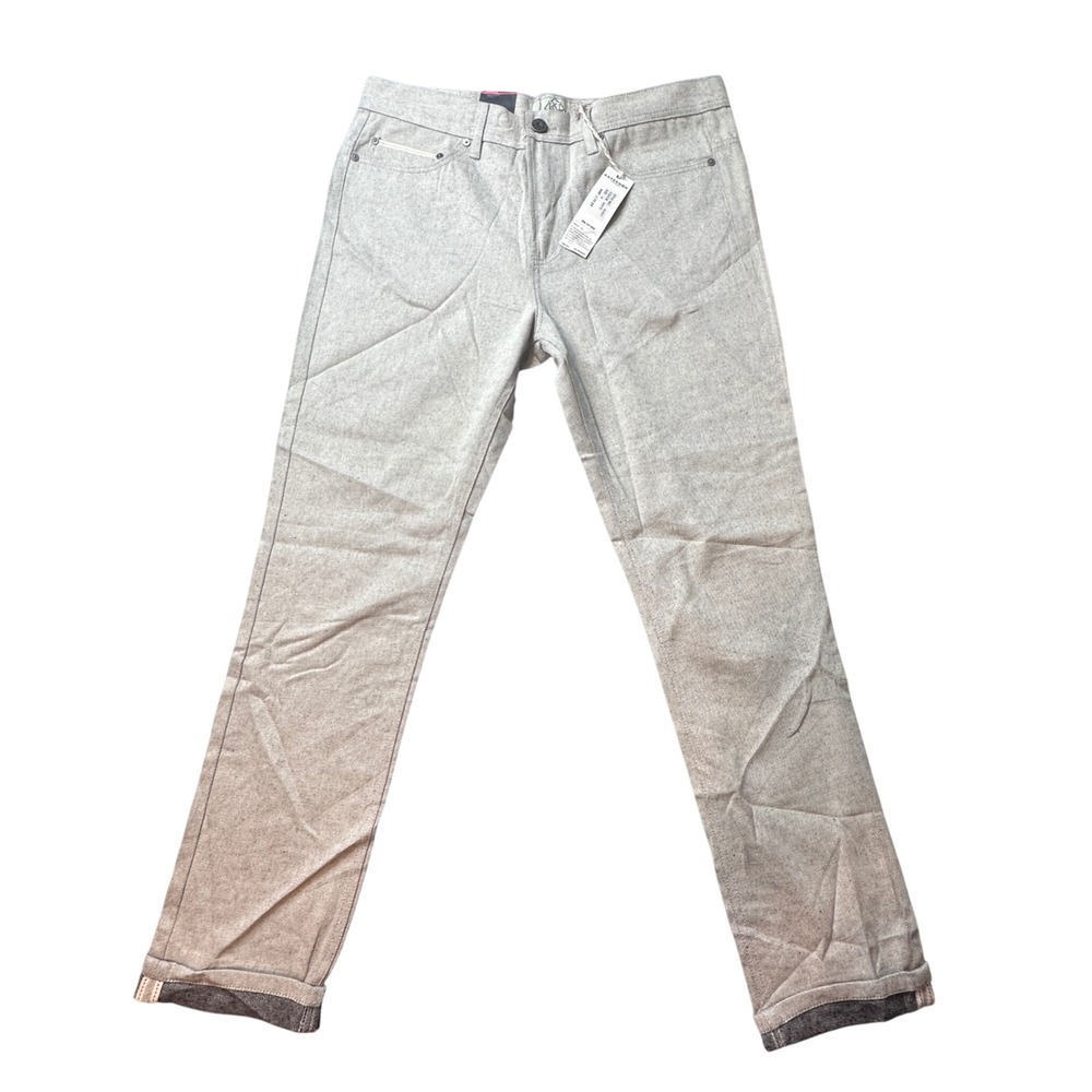 Kayden.K Jeans Men 34 (36x30) White KD201 Tapered Selvedge Detail Textured Denim